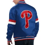 Philadelphia Phillies Home Game Satin Varsity Blue Jacke