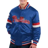 Philadelphia Phillies Home Game Satin Varsity Blue Jacket