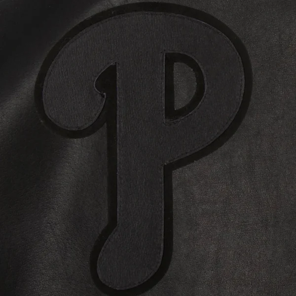 Philadelphia Phillies Leather Full Black Bomber Varsity Jack