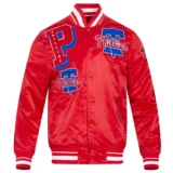 Philadelphia Phillies Mashup Full-Snap Satin Varsity Jacket Red