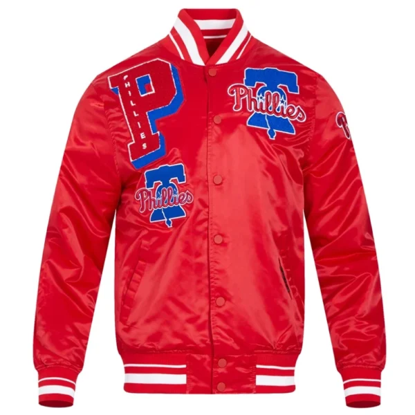 Philadelphia Phillies Mashup Full-Snap Satin Varsity Jacket Red