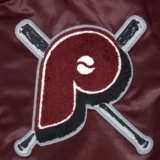 Philadelphia Phillies Mashup Full-Snap Wine Satin Varsity Jacket W