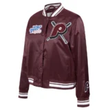 Philadelphia Phillies Mashup Full-Snap Wine Satin Varsity Jacket Women’