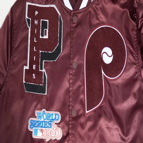 Philadelphia Phillies Mashup Full-Snap Wine Varsity Jacket