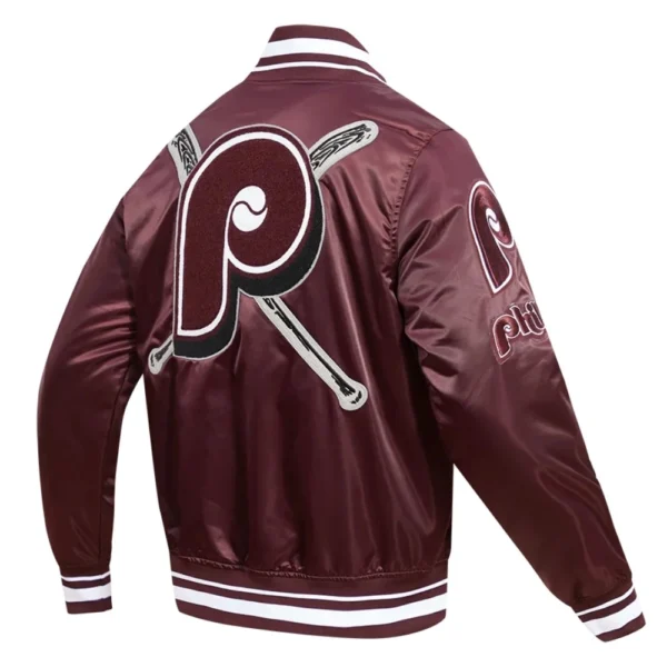 Philadelphia Phillies Mashup Full-Snap Wine Varsity Jacket Sat