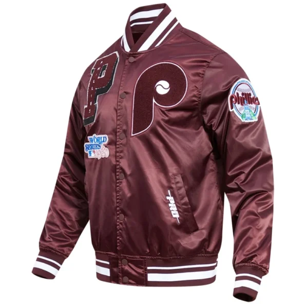 Philadelphia Phillies Mashup Full-Snap Wine Varsity Jacket Sati