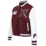 Philadelphia Phillies Mashup Wine:White Wool & Leather Varsity Jacket Women’