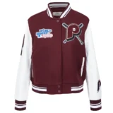 Philadelphia Phillies Mashup Wine:White Wool & Leather Varsity Jacket Women’s