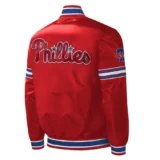 Philadelphia Phillies Midfield Full-Snap Satin Varsity Jacket Philadelphia Phillies Midfield Full-Snap Red Satin Varsity Jacke