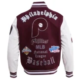 Philadelphia Phillies Old English Varsity Jacket Wool & Leat