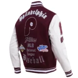 Philadelphia Phillies Old English Varsity Jacket Wool & Leath