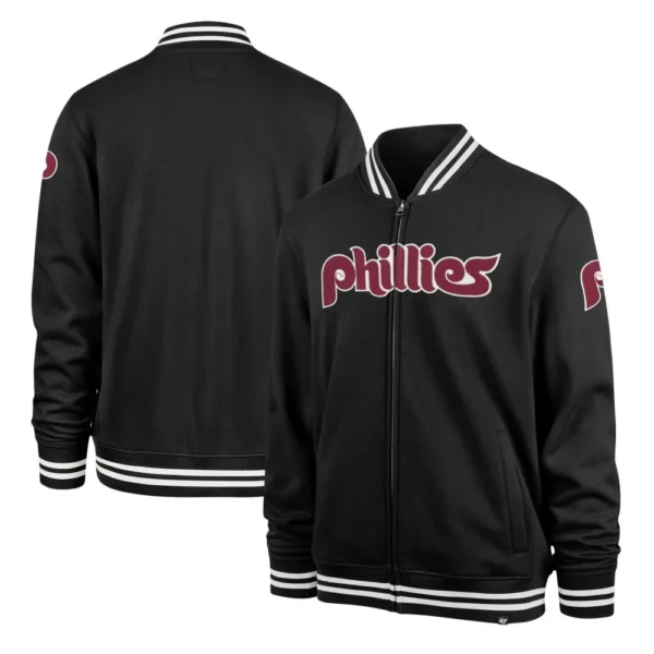 Philadelphia Phillies Pack Pro Camden Track Black Full-Zip Varsity Jacke