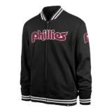 Philadelphia Phillies Pack Pro Camden Track Black Full-Zip Varsity Jacket