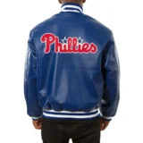 Philadelphia Phillies Real Leather Full Varsity Jacket -Blu