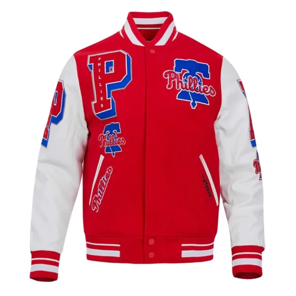 Philadelphia Phillies Red & White Varsity Mashup Jacke