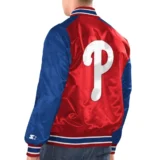 Philadelphia Phillies Renegade Satin Varsity Jacket Red:Blu