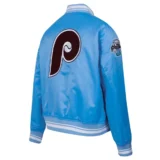 Philadelphia Phillies Retro Classic Full-Snap Satin Varsity Blue Jacket Wome