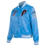 Philadelphia Phillies Retro Classic Full-Snap Satin Varsity Blue Jacket Women’