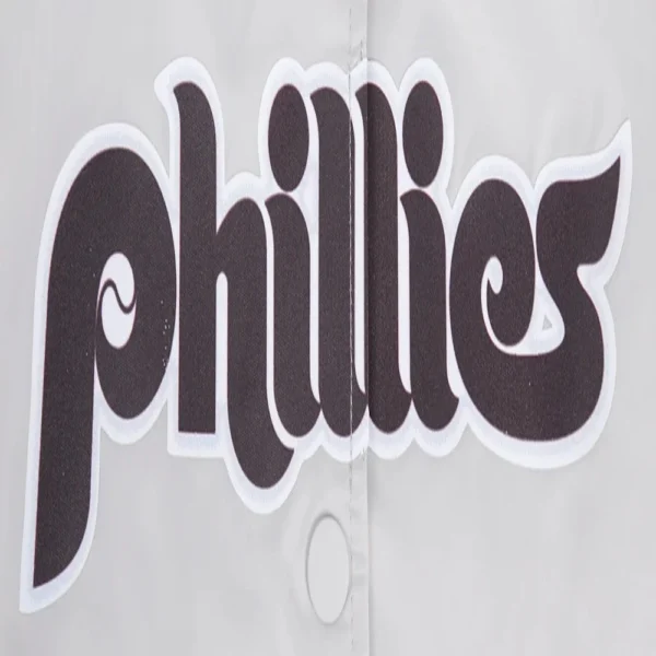 Philadelphia Phillies Retro Classic Full-Snap Satin Varsity White Jacket Wo