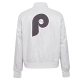 Philadelphia Phillies Retro Classic Full-Snap Satin Varsity White Jacket Wom