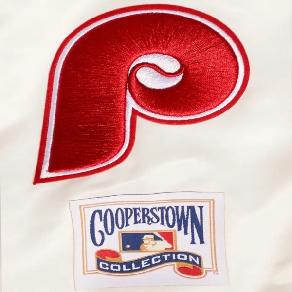 Philadelphia Phillies Retro Classic Full-Snap White Satin Varsity Jack