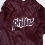 Philadelphia Phillies Retro Classic Full-Snap Wine Satin Varsity Jacket