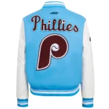 Philadelphia Phillies Retro Classic Wool & Leather Varsity Blue:White Jacket Wom