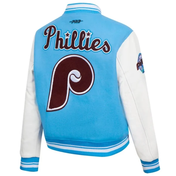 Philadelphia Phillies Retro Classic Wool & Leather Varsity Blue:White Jacket Wome