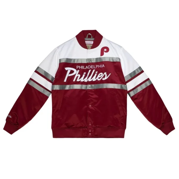 Philadelphia Phillies Rib Knitted Red:White Satin Varsity Jacket