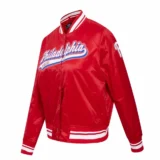 Philadelphia Phillies Script Tail Red Satin Varsity Jacket Women’