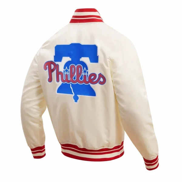 Philadelphia Phillies Script Tail Satin Varsity Jacket Whi