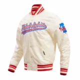 Philadelphia Phillies Script Tail Satin Varsity Jacket Whit