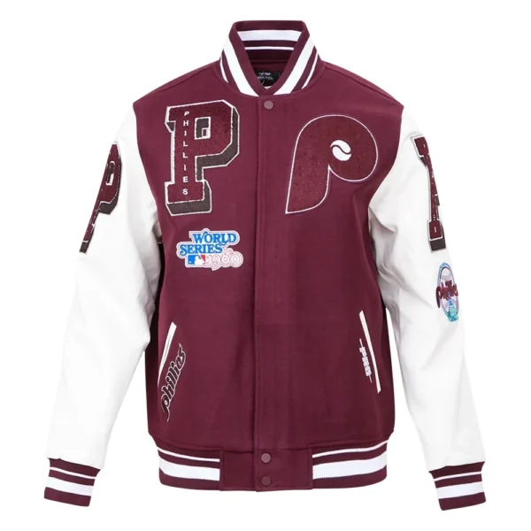 Philadelphia Phillies Wool & Leather Mashup Varsity Jacke