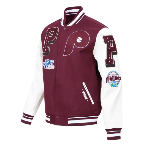 Philadelphia Phillies Wool & Leather Mashup Varsity Jacket