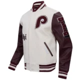 Philadelphia Phillies Wool & Leather Old English Varsity White:Black Jacke