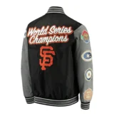 San Francisco Giants Franchise Wool Varsity Jacket Black and Gra