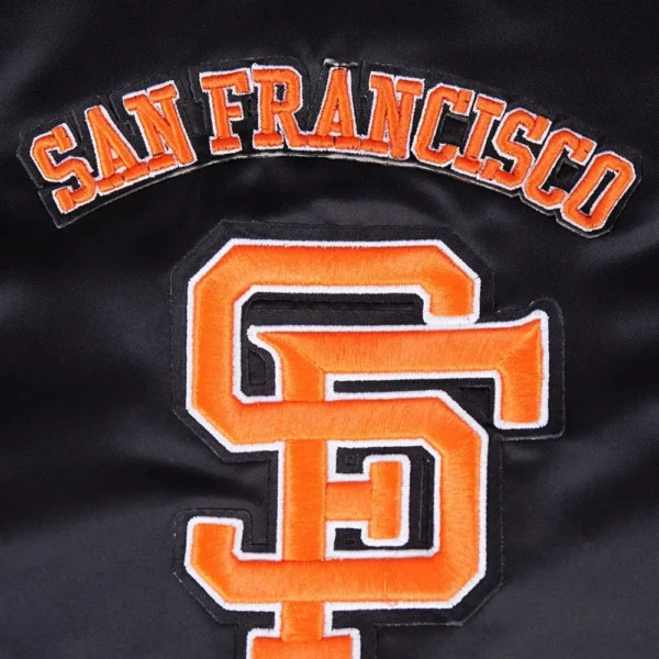 San Francisco Giants Full-Snap Black Satin Varsity Jacket Retro Cla