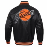 San Francisco Giants Full-Snap Black Satin Varsity Jacket Retro Clas