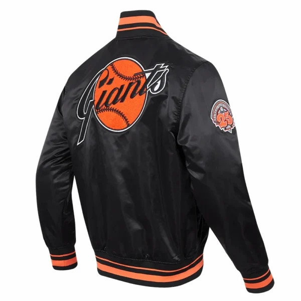 San Francisco Giants Full-Snap Black Satin Varsity Jacket Retro Class