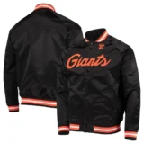 San Francisco Giants Full-Snap Satin Jacket Bla