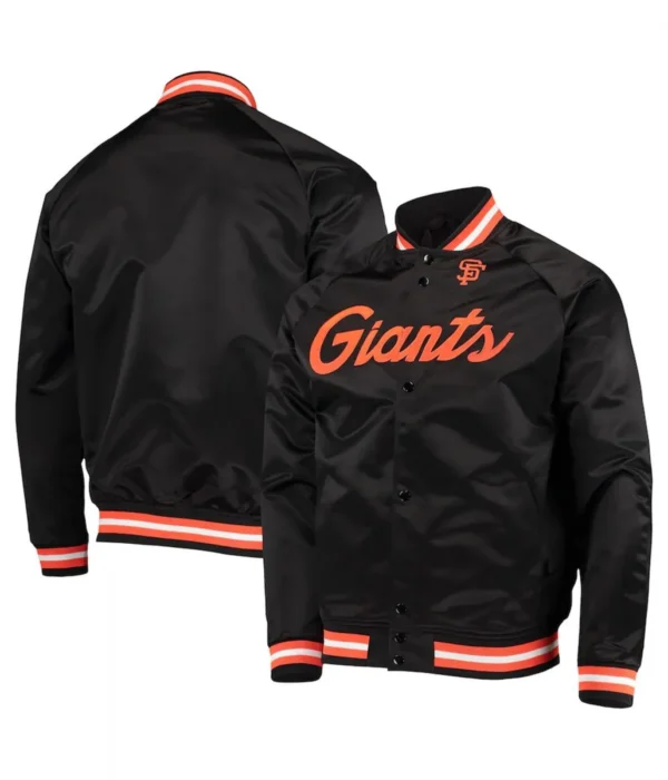 San Francisco Giants Full-Snap Satin Jacket Bla