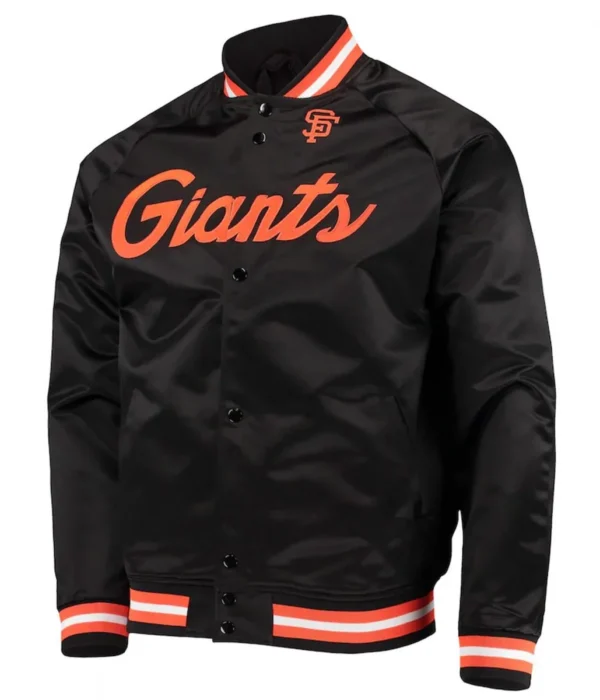 San Francisco Giants Full-Snap Satin Jacket Black