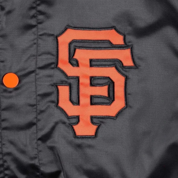 San Francisco Giants Full-Snap Satin Varsity Black Jacket Midfie