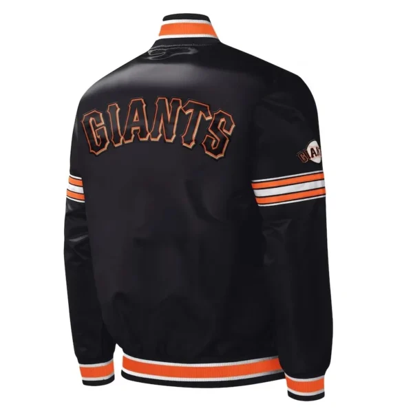 San Francisco Giants Full-Snap Satin Varsity Black Jacket Midfiel
