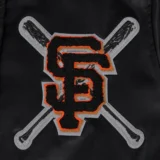 San Francisco Giants Mashup Full-Snap Black Satin Varsity Jacket Woman’