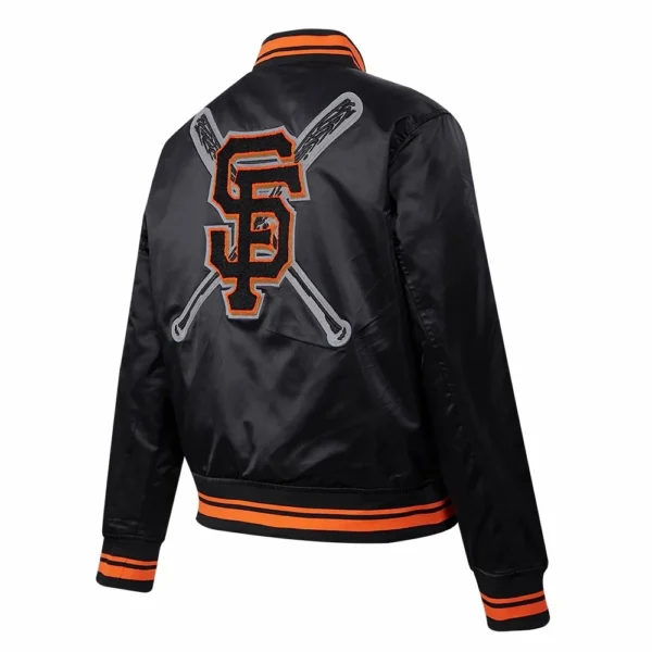 San Francisco Giants Mashup Full-Snap Black Satin Varsity Jacket Woma