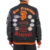 San Francisco Giants Old English Wool & Leather Varsity Jacket Blac