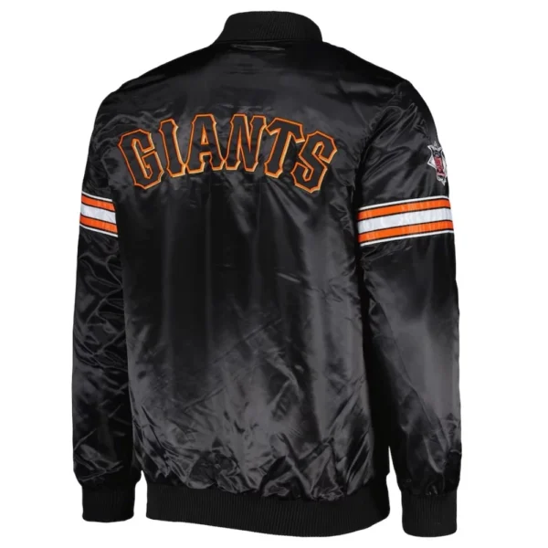 San Francisco Giants Pick & Roll Black Satin Varsity Jacket Full-Sna