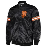 San Francisco Giants Pick & Roll Black Satin Varsity Jacket Full-Snap