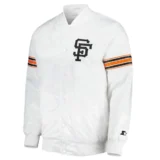 San Francisco Giants Power Forward Full-Snap Varsity White Jacket Satin